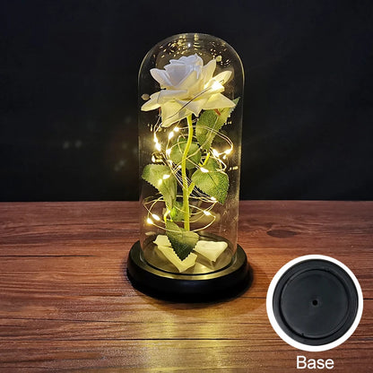 Valentines Day Gift LED Enchanted Galaxy Rose Eternal Foil Flower With Fairy String Light In Glass Cover For Valentines Day Gift